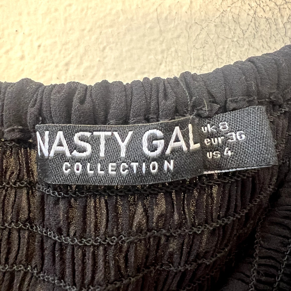 NASTY GAL "Sheer At The Beach" Cover-Up Black Maxi Dress Off Shoudler Women's 4 - Picture 3 of 10